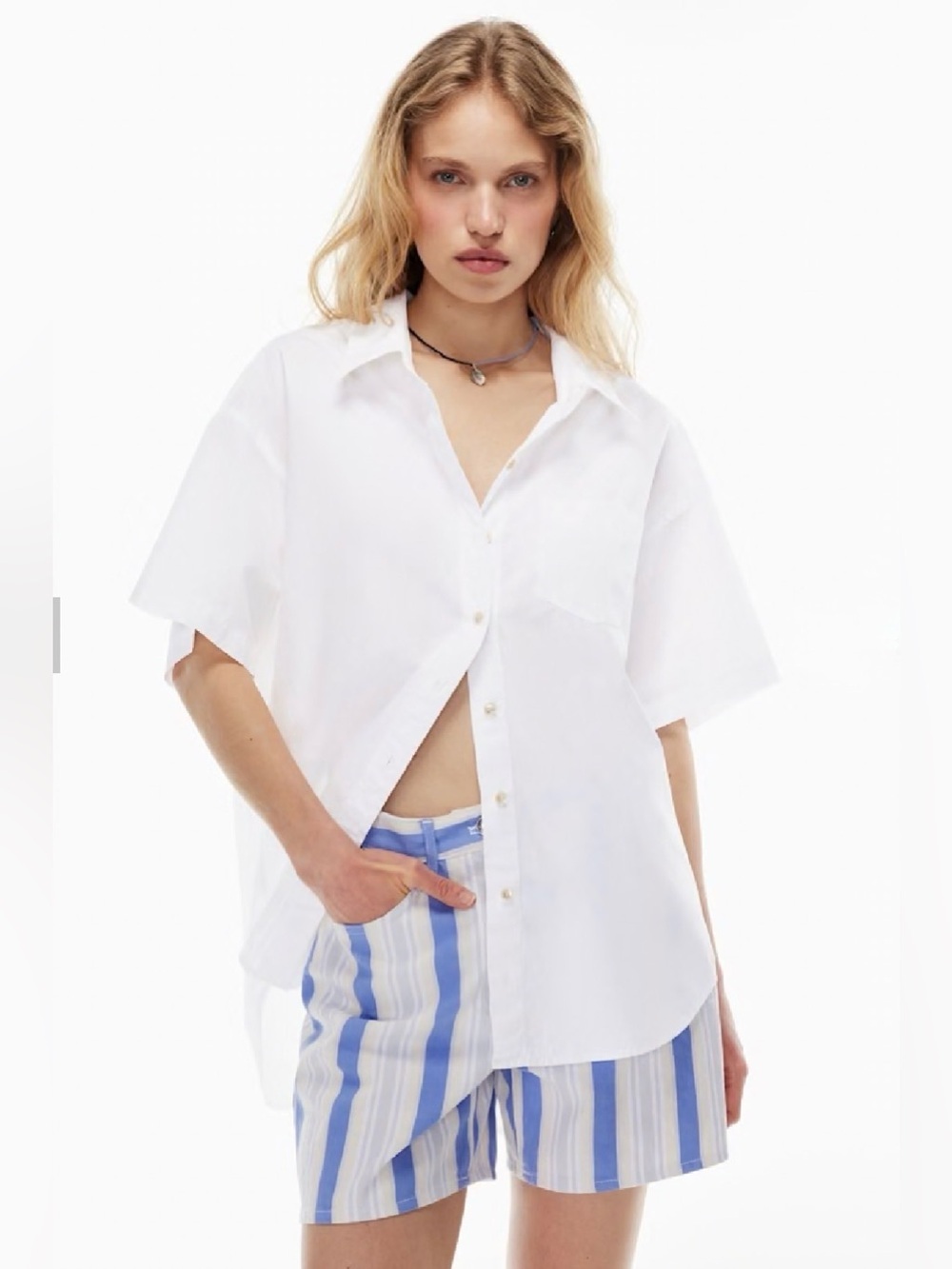 Wilfred Free light Blue Relaxed Short-Sleeve Button-Up Shirt size Xs